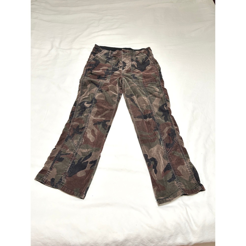 Marrakech Camo Micro Corduroy Capri Pants Vintage Y2K Utility Camouflage 26/S